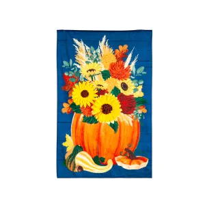 Floral Pumpkin House Linen Flag,13l10467