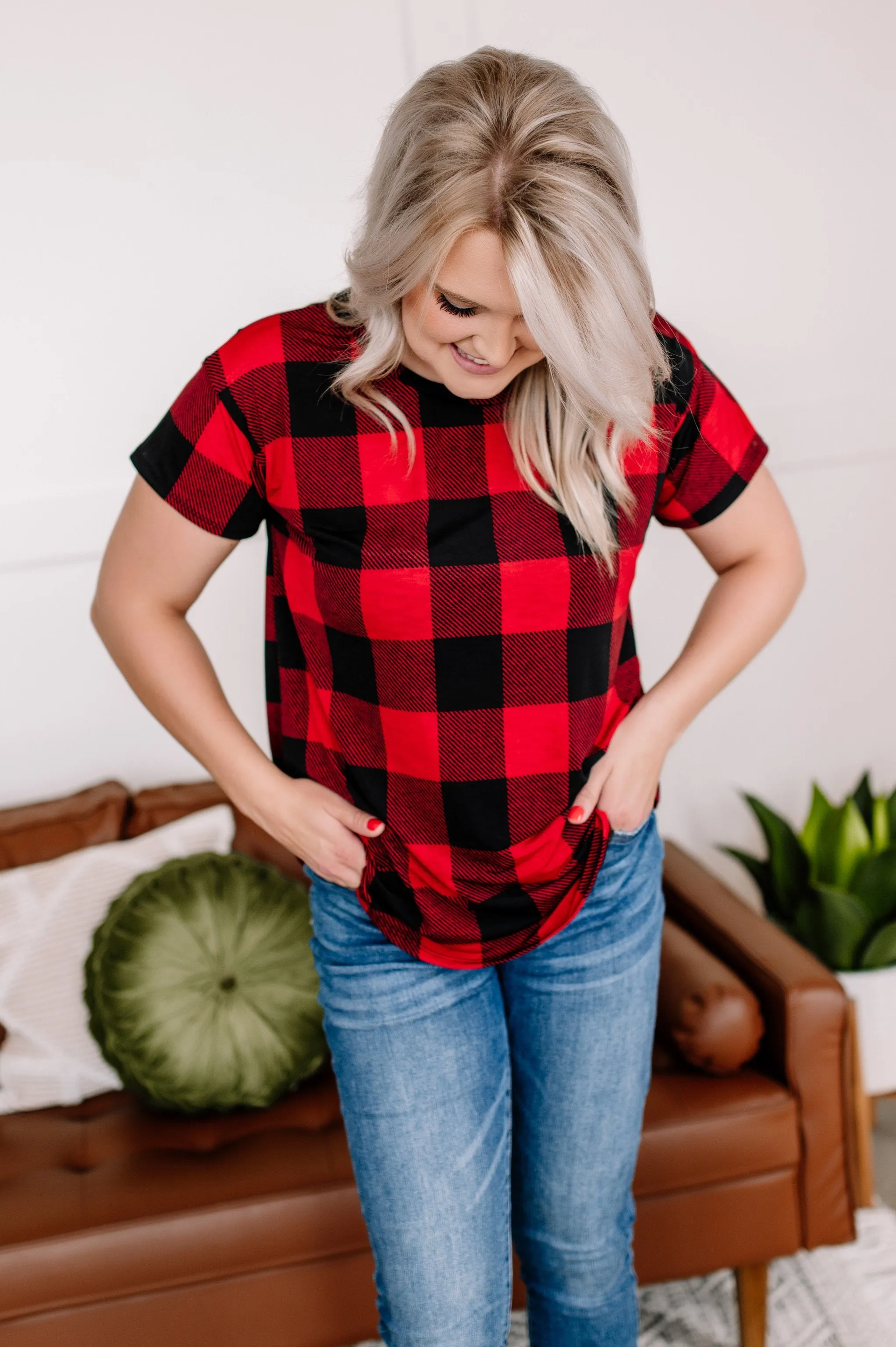 Get Your Plaid On Red Top