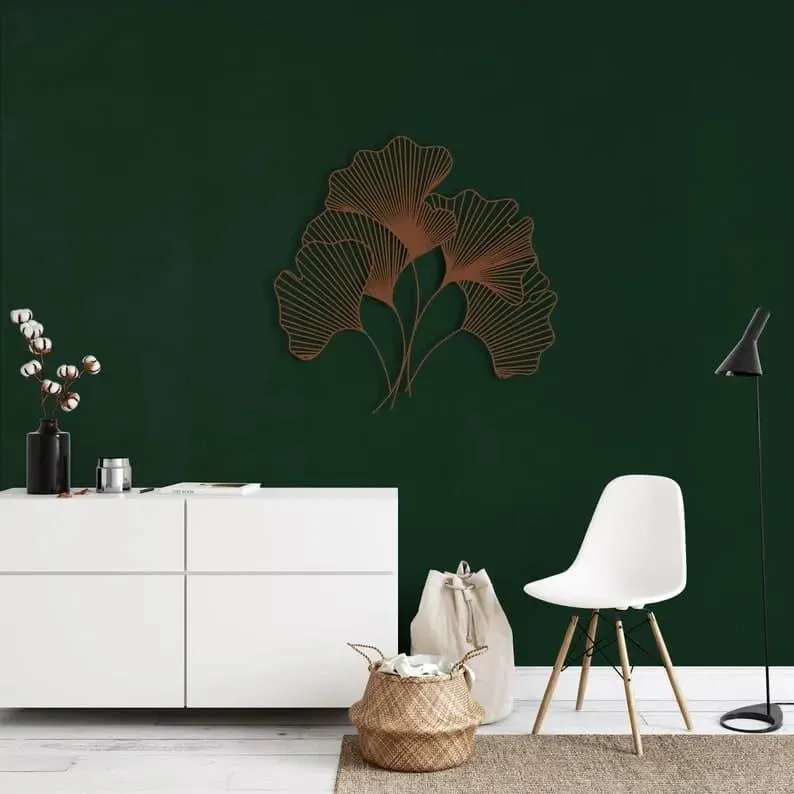 Gingko Bilbao Leaves Metal Wall Hanging Decor