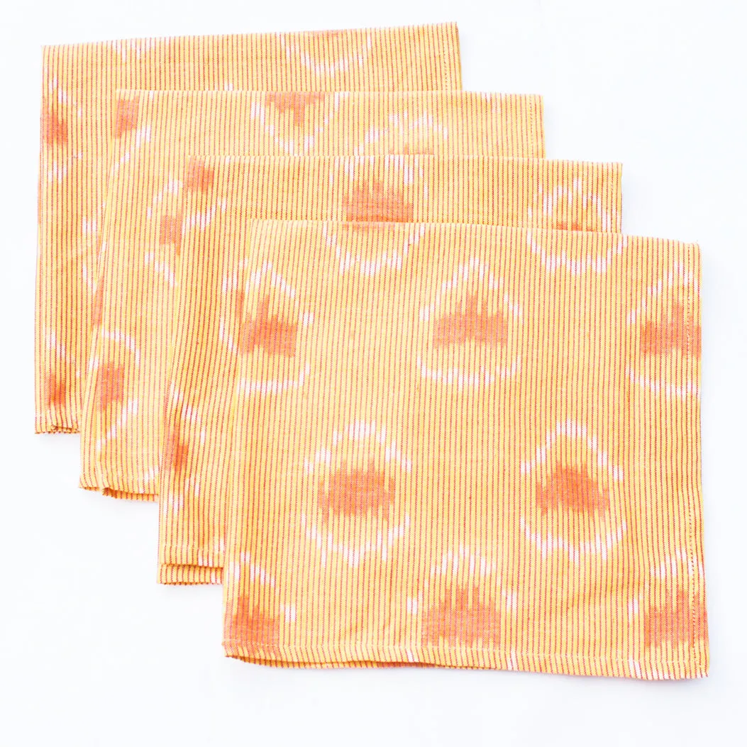 Gold Peacock Cotton Ikat Napkin Set of 4