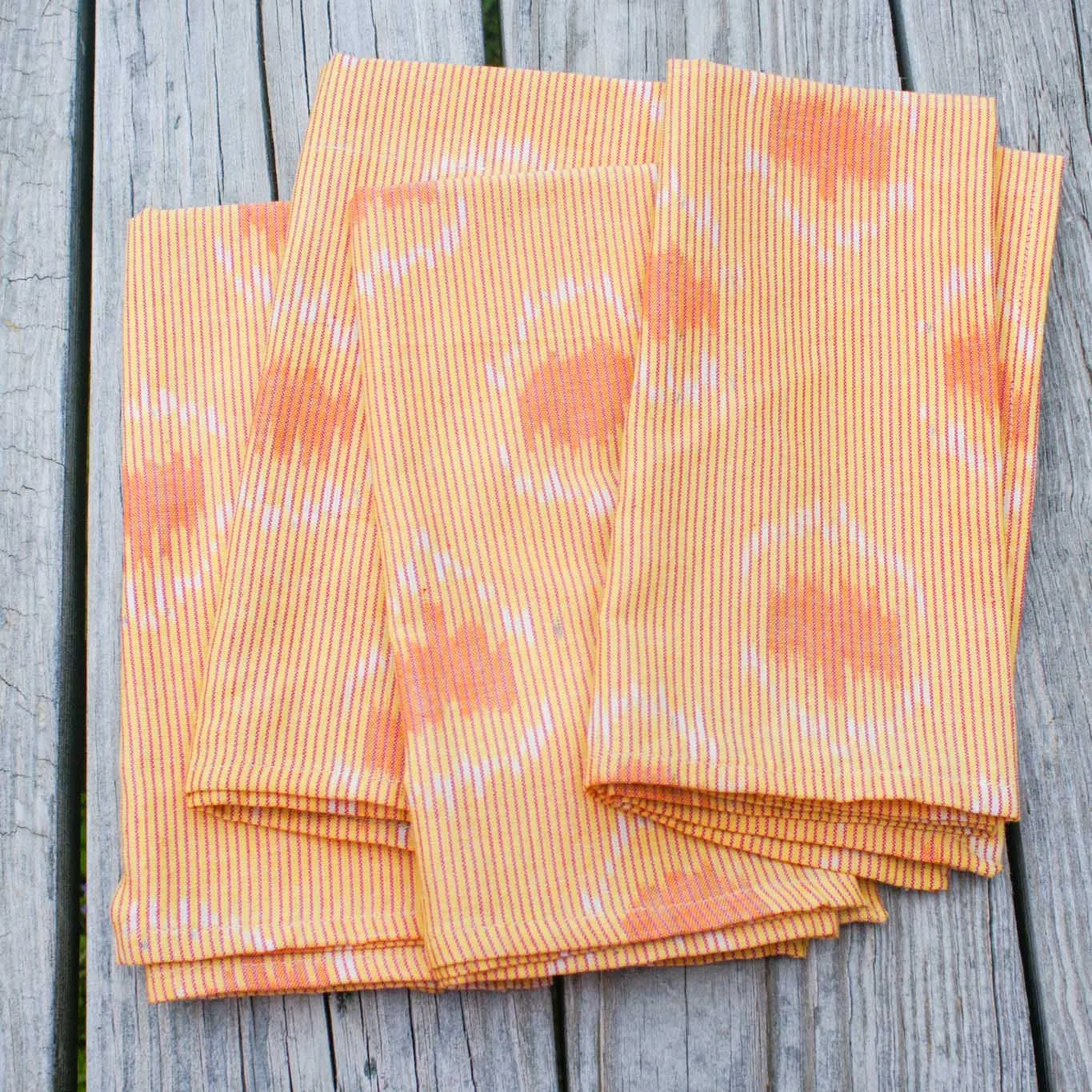 Gold Peacock Cotton Ikat Napkin Set of 4