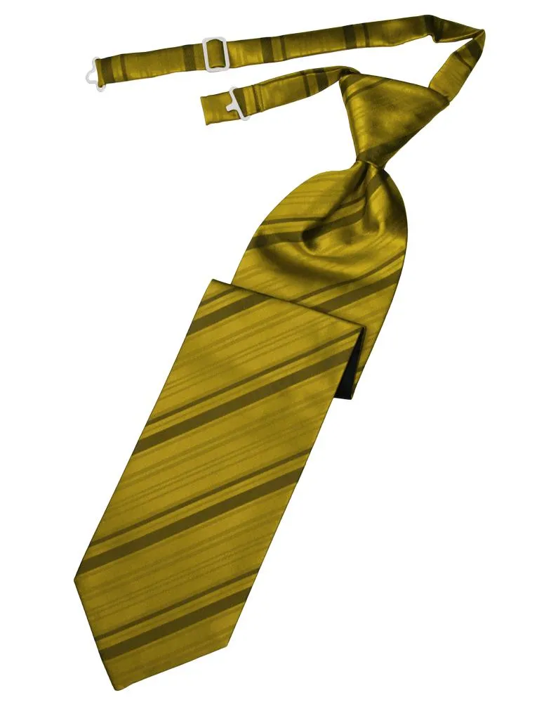 Gold Striped Satin Kids Necktie