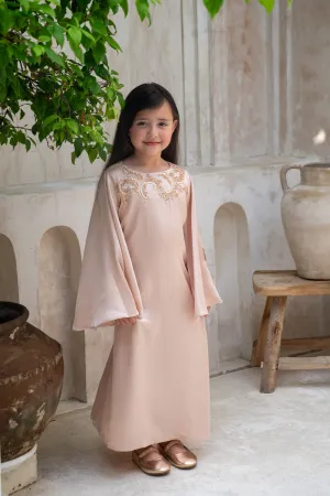 Golden Peach Charm Kids Abaya