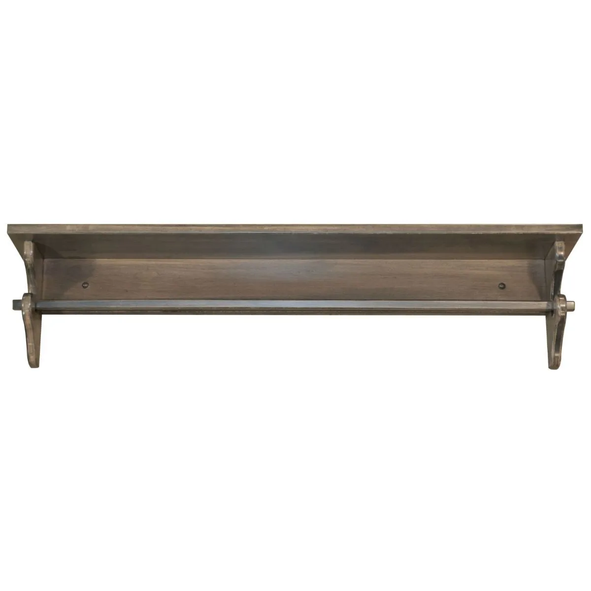 Gray Rustic Quilt Rack with Shelf, Brown Maple