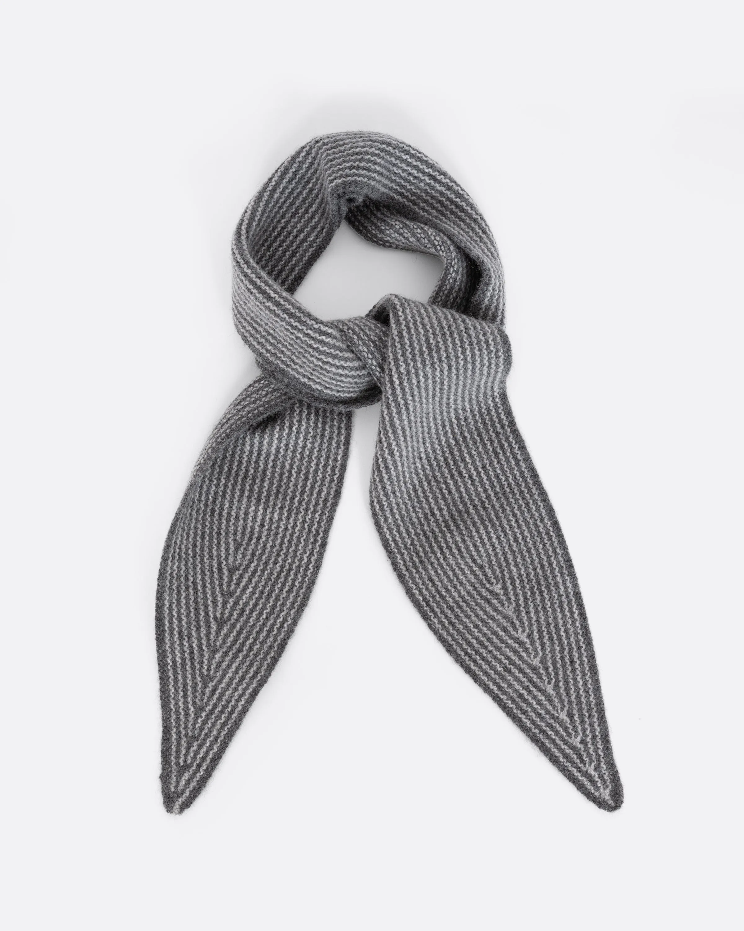 Grey Striped Cashmere Scarf