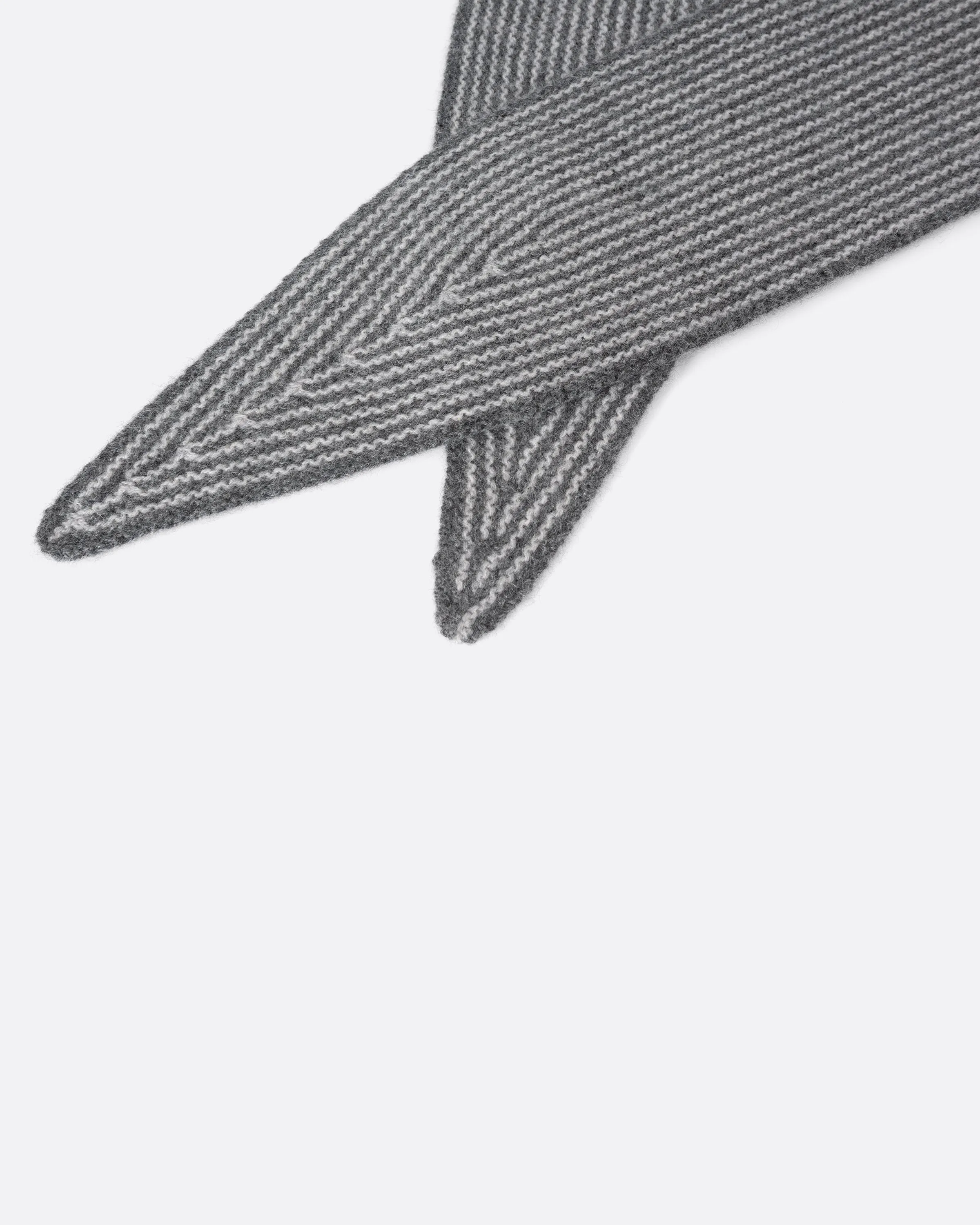 Grey Striped Cashmere Scarf