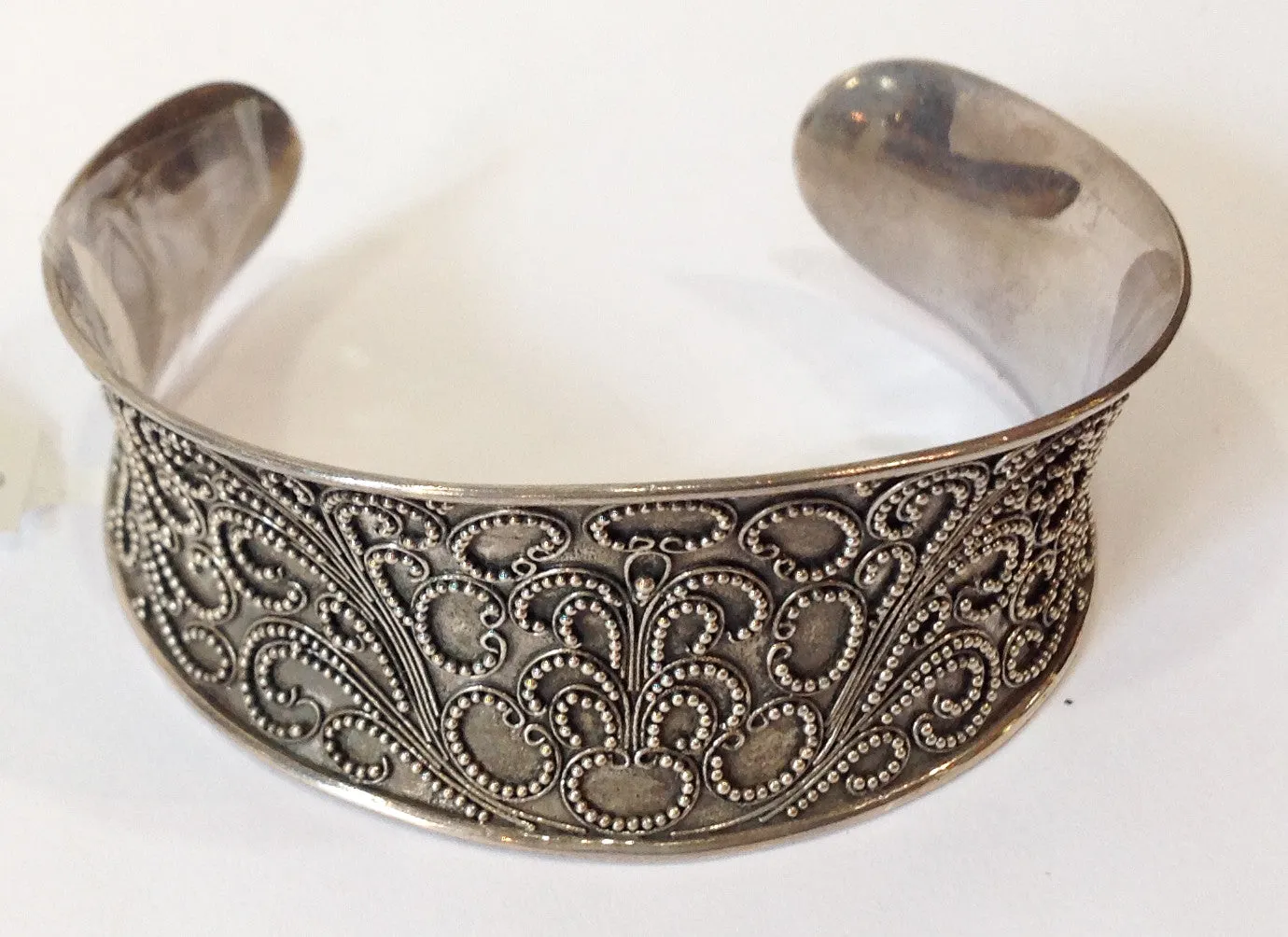 Handmade Paisley Balinese Sterling Silver Cuff Bracelet