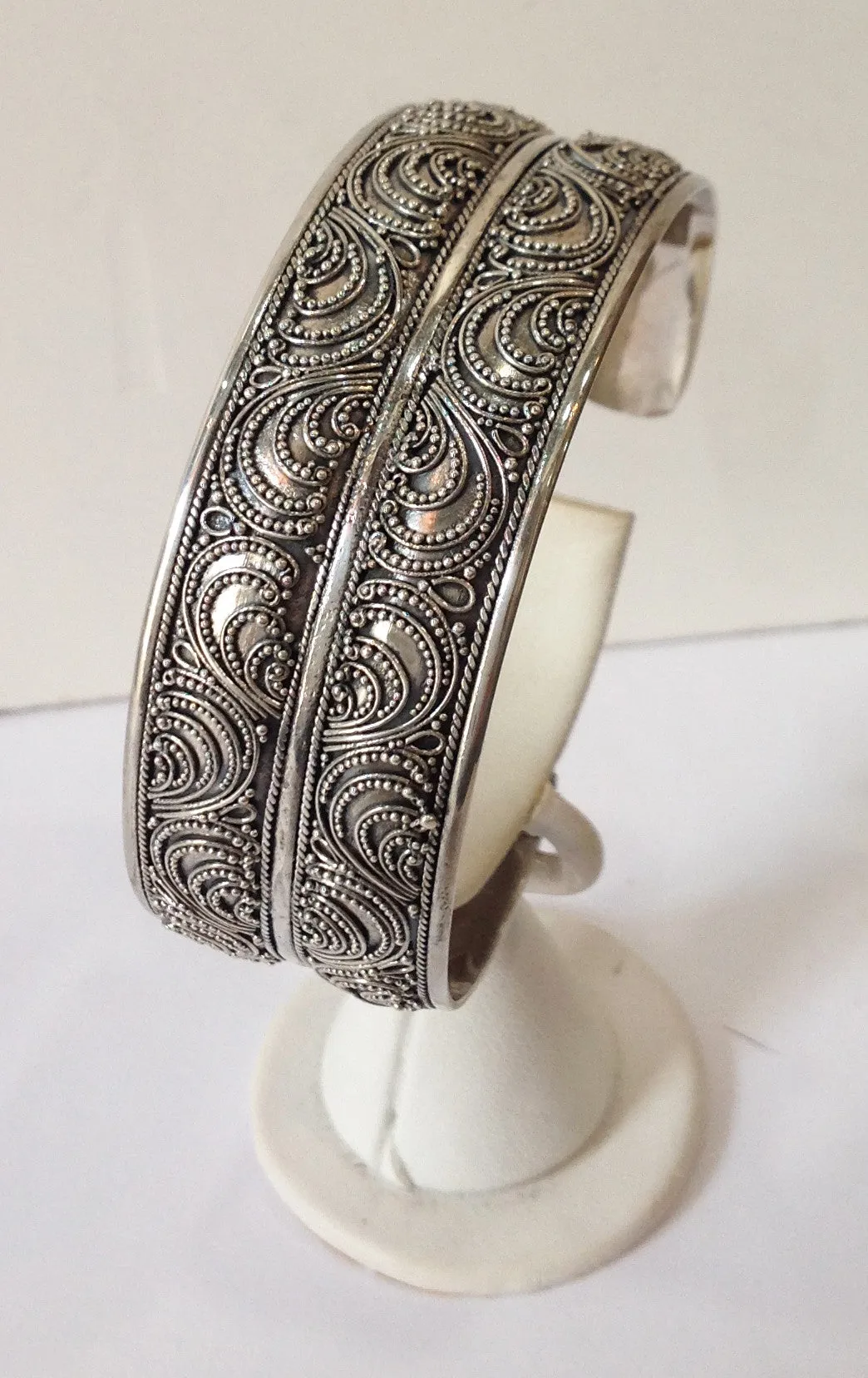Handmade Paisley Balinese Sterling Silver Cuff Bracelet