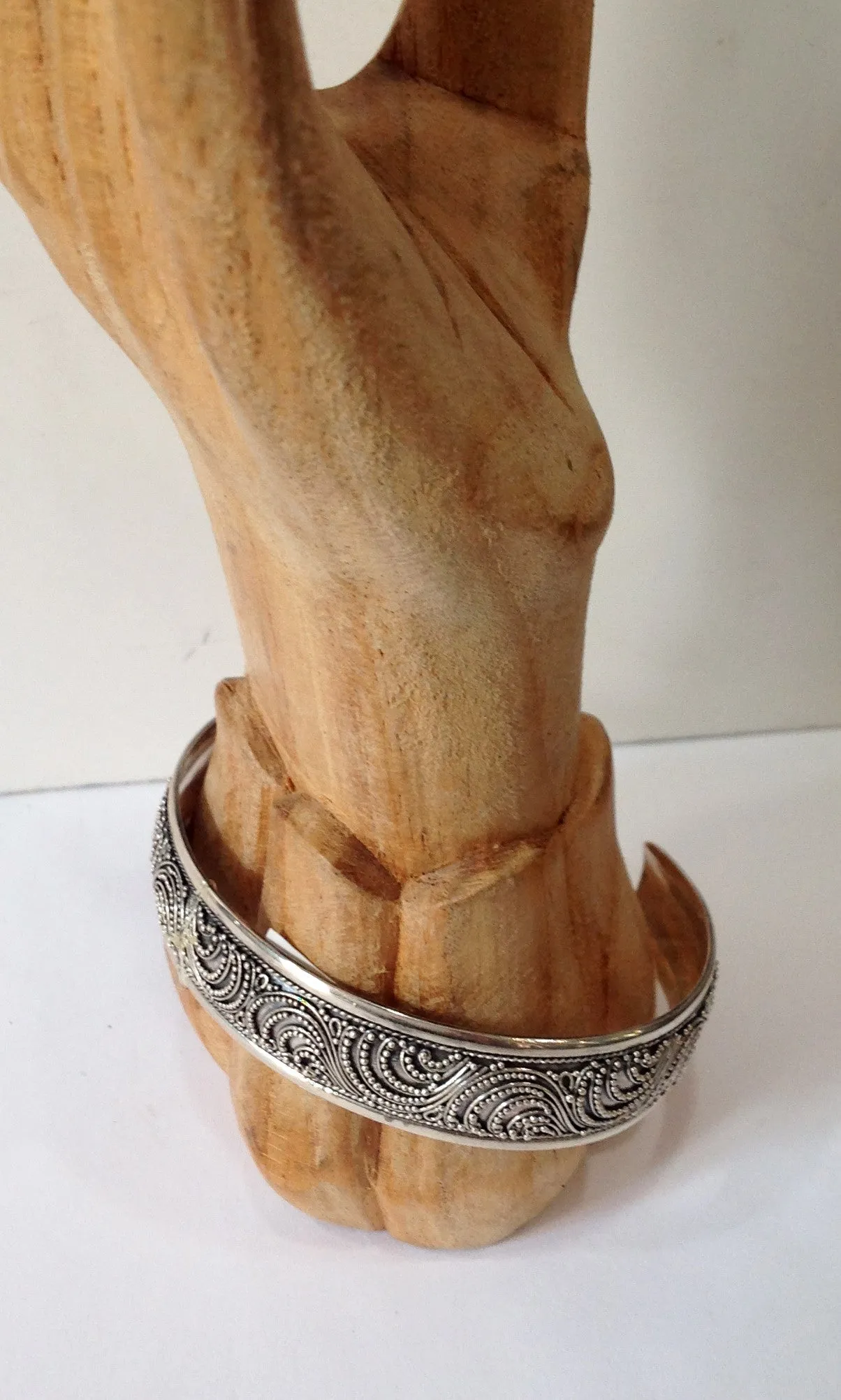 Handmade Paisley Balinese Sterling Silver Cuff Bracelet