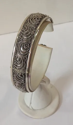Handmade Paisley Balinese Sterling Silver Cuff Bracelet