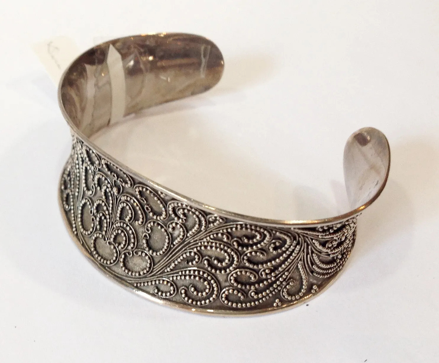 Handmade Paisley Balinese Sterling Silver Cuff Bracelet
