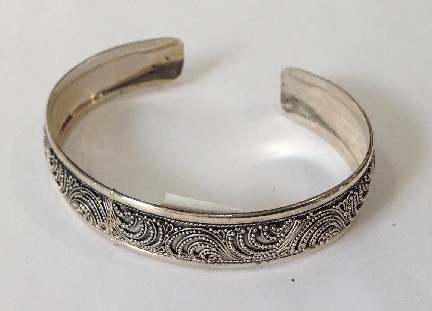 Handmade Paisley Balinese Sterling Silver Cuff Bracelet