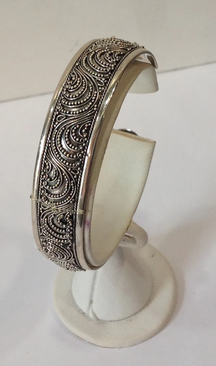 Handmade Paisley Balinese Sterling Silver Cuff Bracelet