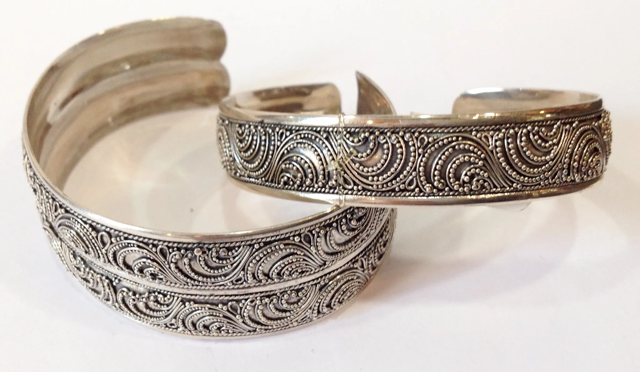 Handmade Paisley Balinese Sterling Silver Cuff Bracelet
