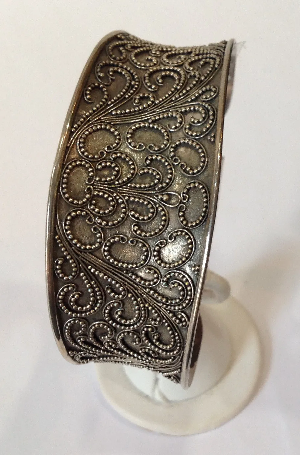 Handmade Paisley Balinese Sterling Silver Cuff Bracelet