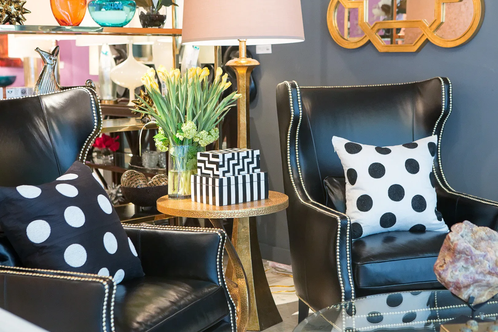 Harlequin Polka Dot Black On White - Sabira Collection