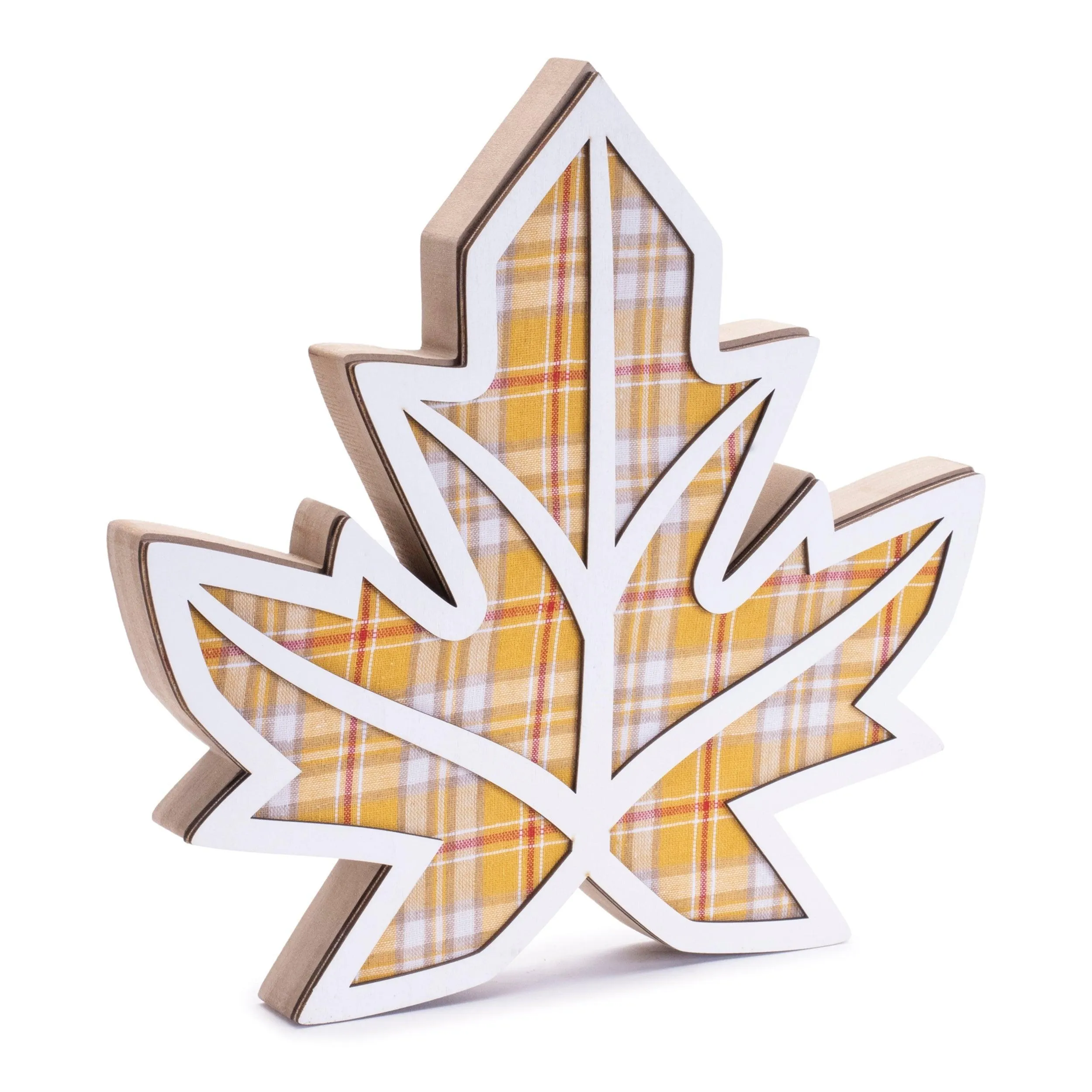 Harvest Plaid Leaf Decor (Set of 2)
