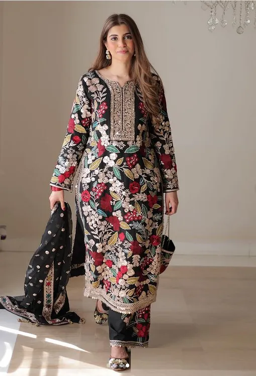 Haseen’s Mehnaaz Black Luxury Lawn Collection Unstitched 9B