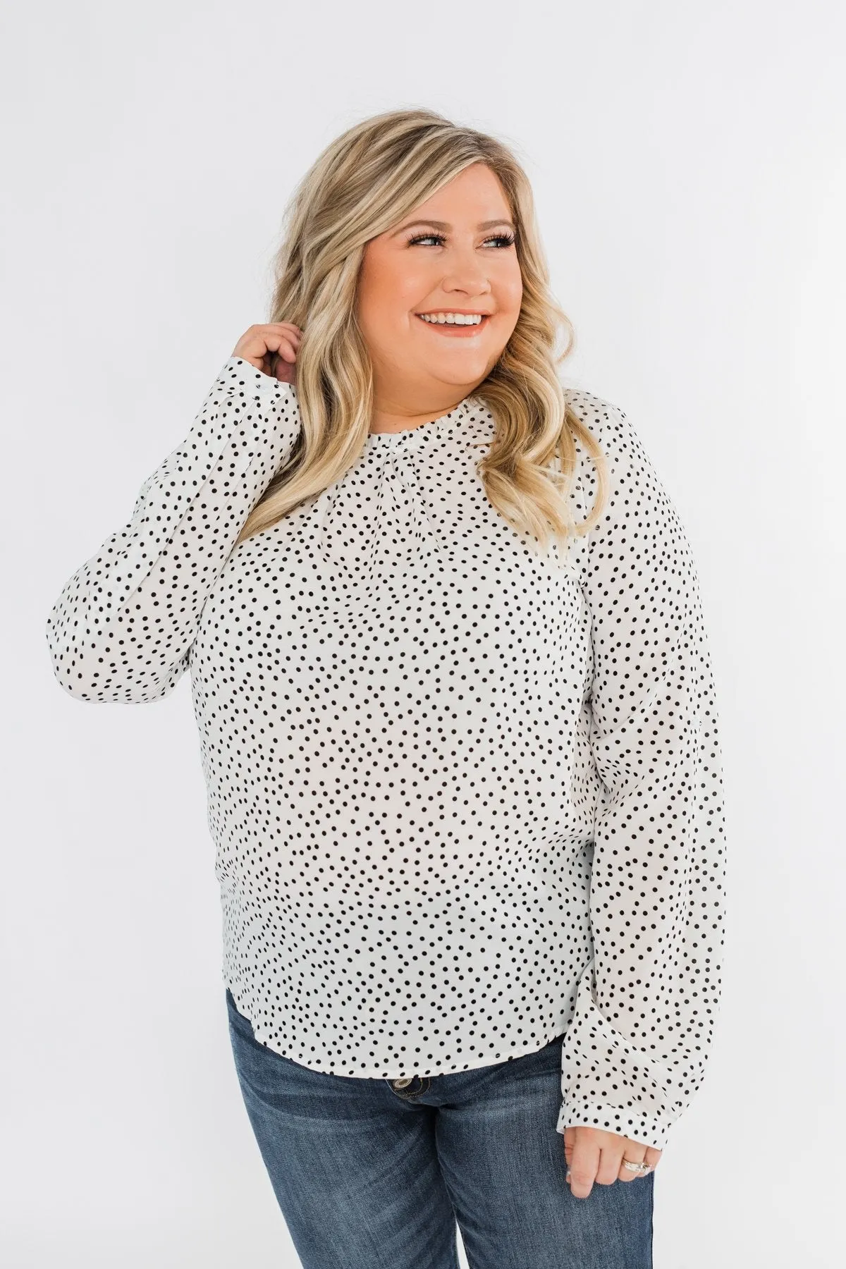 Head Over Heels Polka Dot Blouse- Ivory