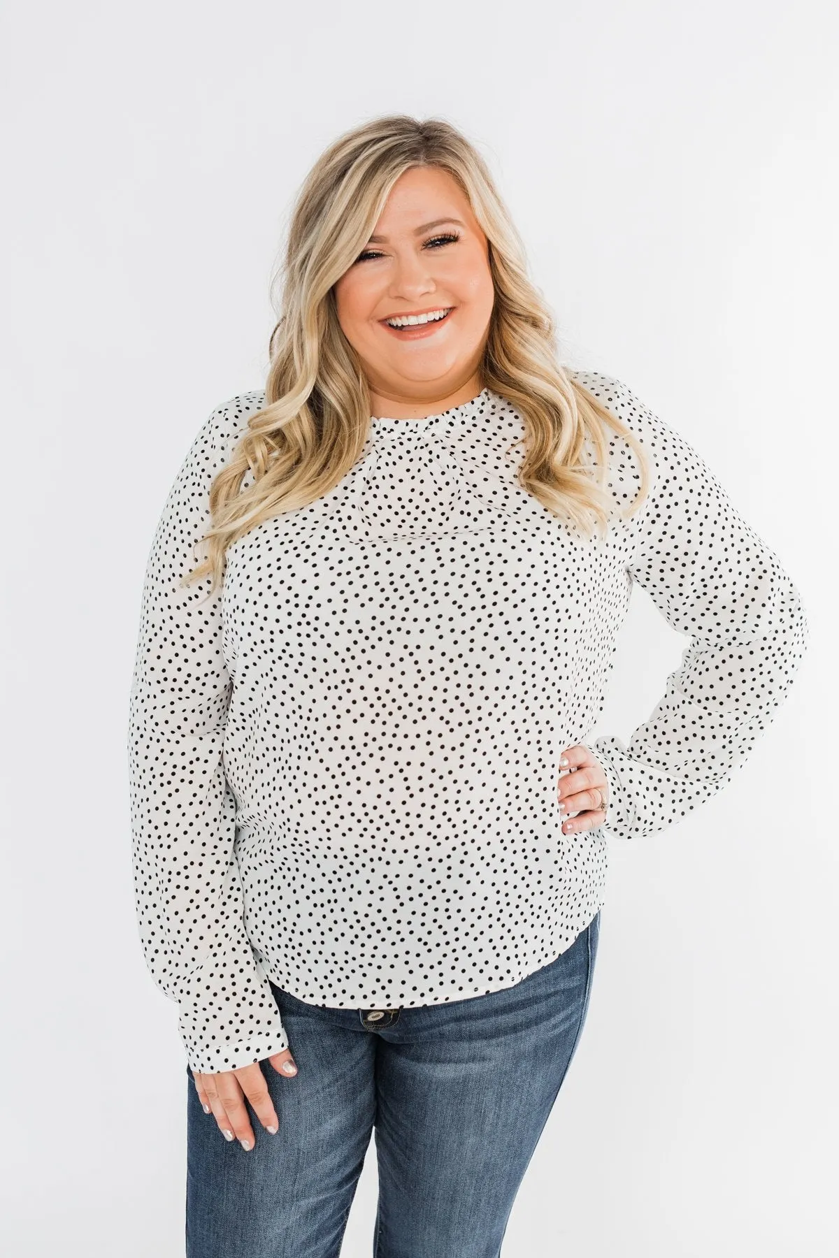 Head Over Heels Polka Dot Blouse- Ivory