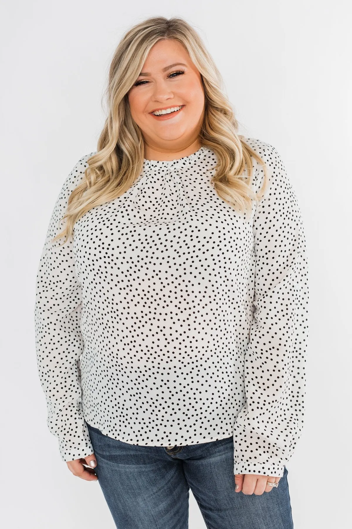 Head Over Heels Polka Dot Blouse- Ivory