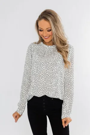 Head Over Heels Polka Dot Blouse- Ivory