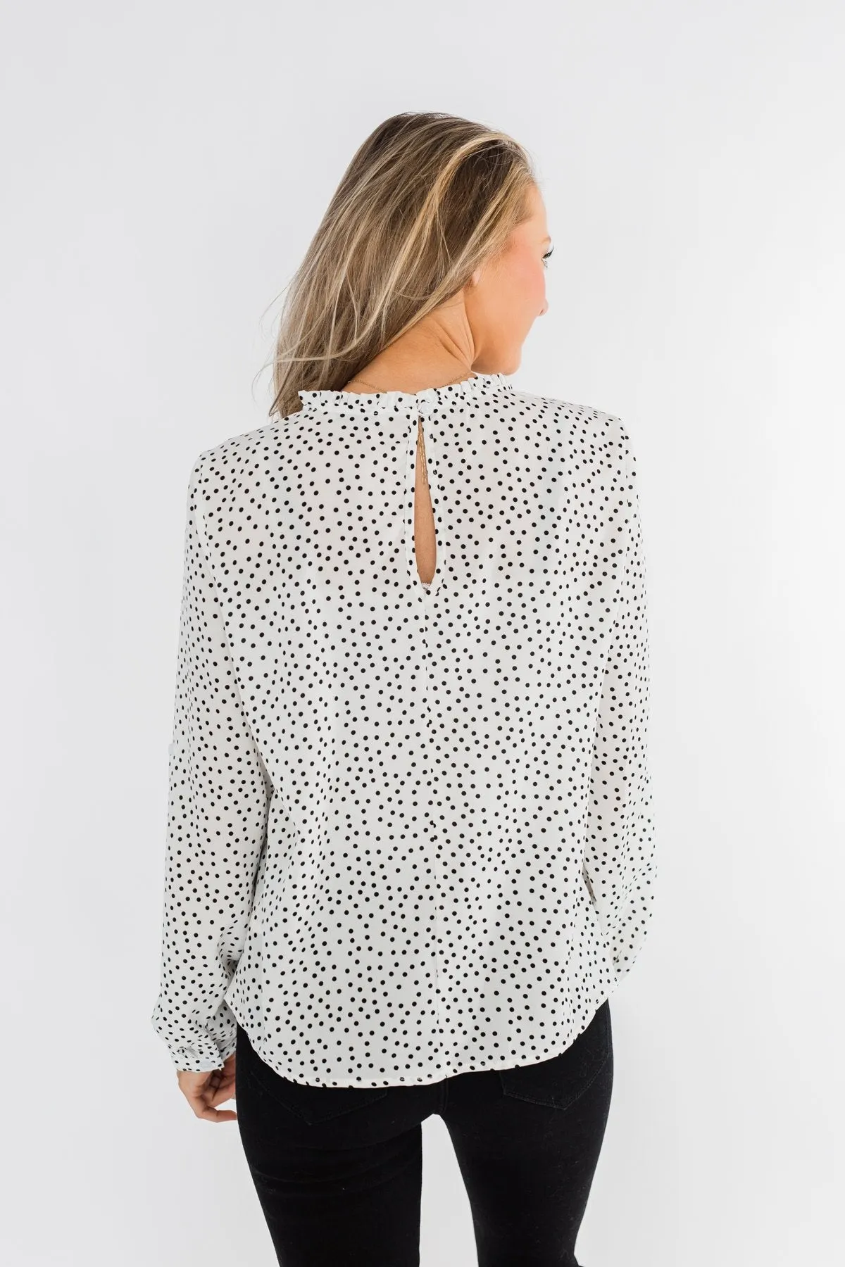Head Over Heels Polka Dot Blouse- Ivory