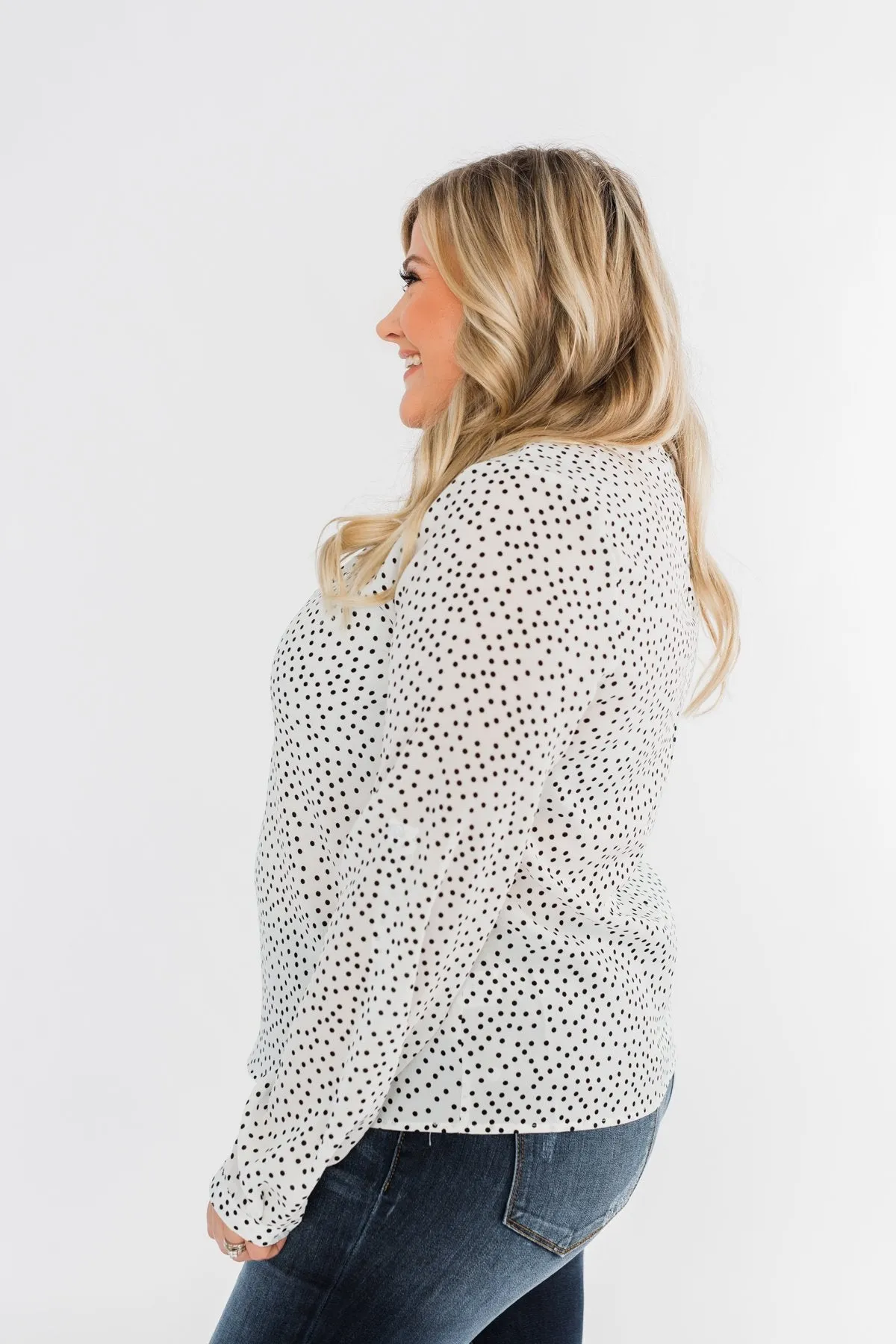 Head Over Heels Polka Dot Blouse- Ivory