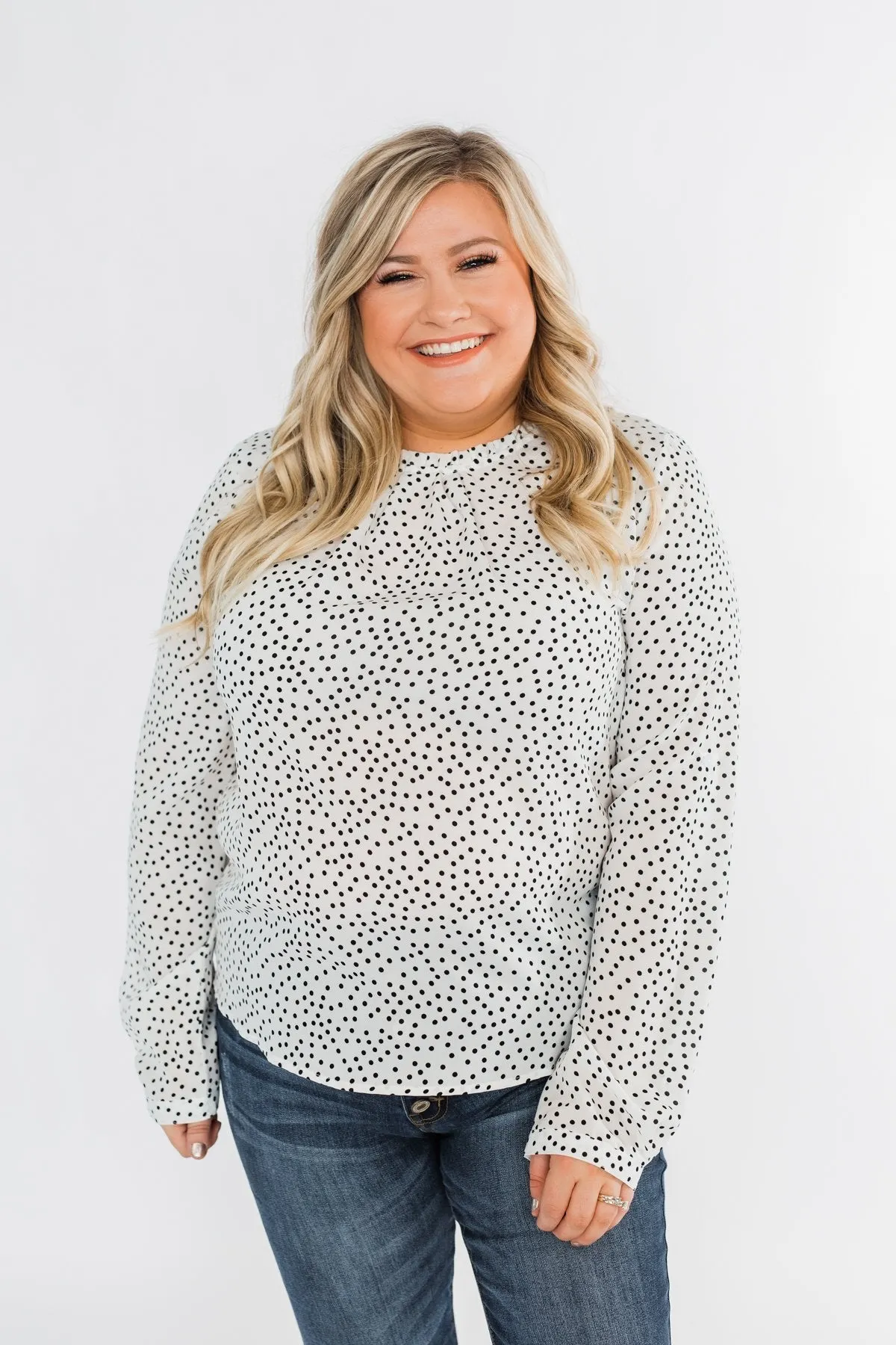 Head Over Heels Polka Dot Blouse- Ivory