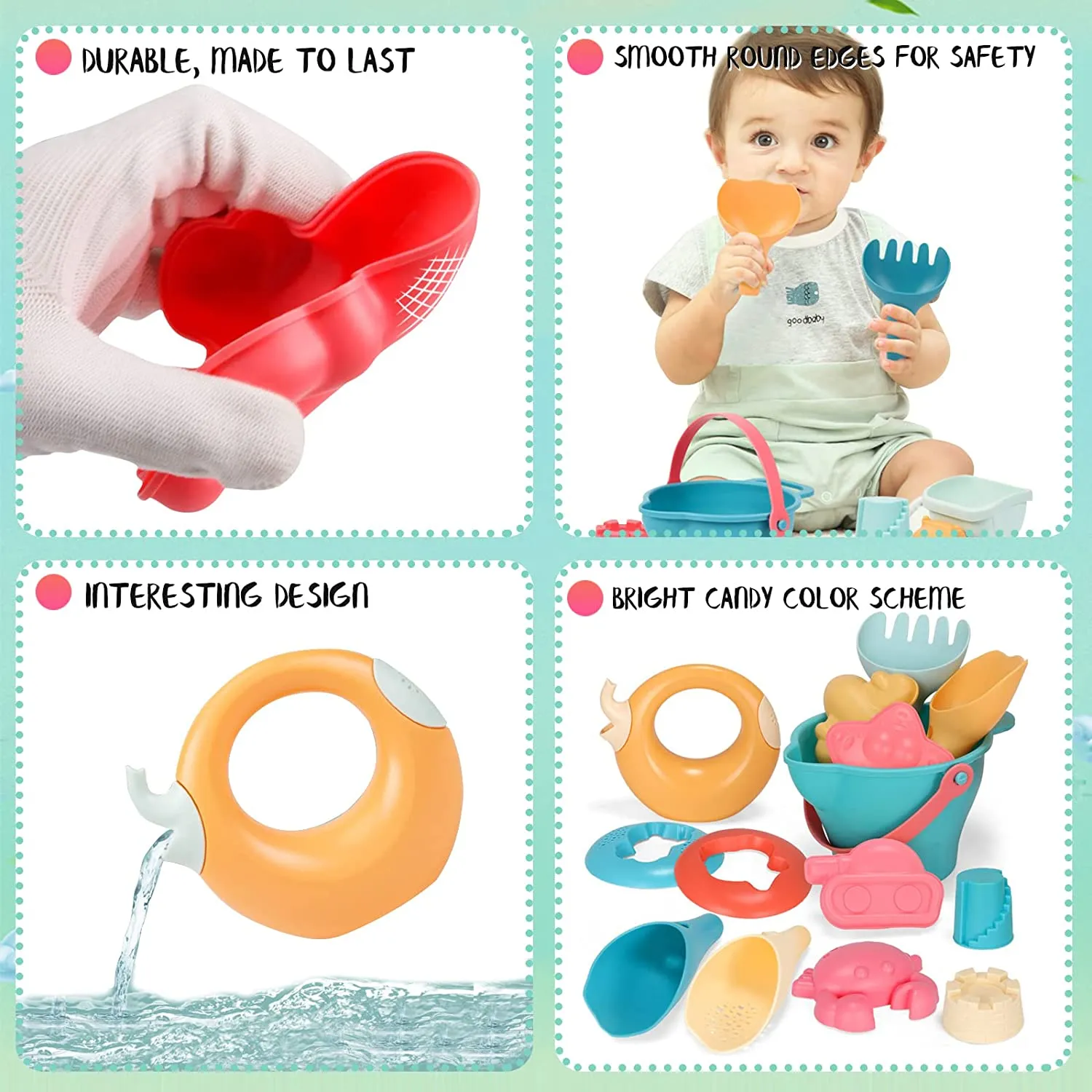 High Quality Eco-Friendly 9PC Bucket & Spade Set | Outdoor Kids Toys for Sand Pit | 3 years 