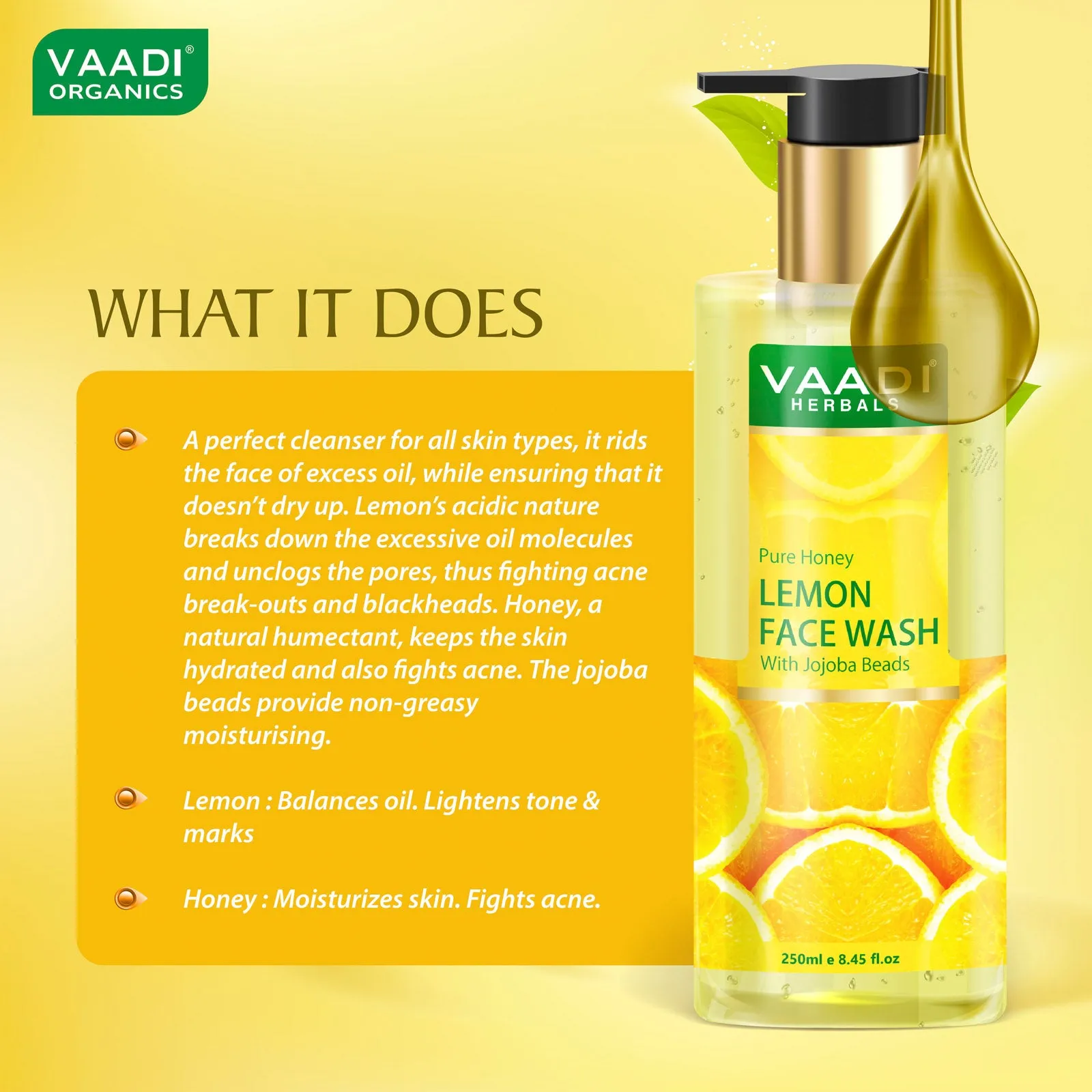 Honey Lemon Face Wash with Jojoba Beads (250 ml)