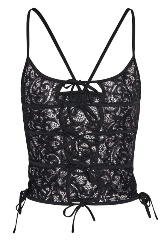 I AM GIA Lysandra Black Lace Top UK S