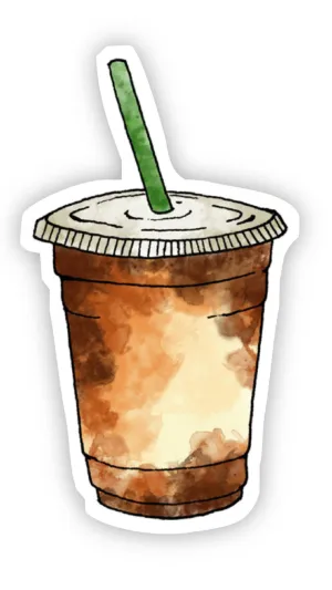 Iced Coffee Watercolor Sticker