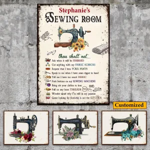 Indoor Decor Sewing Room Rules Personalized Custom Classic Metal Signs