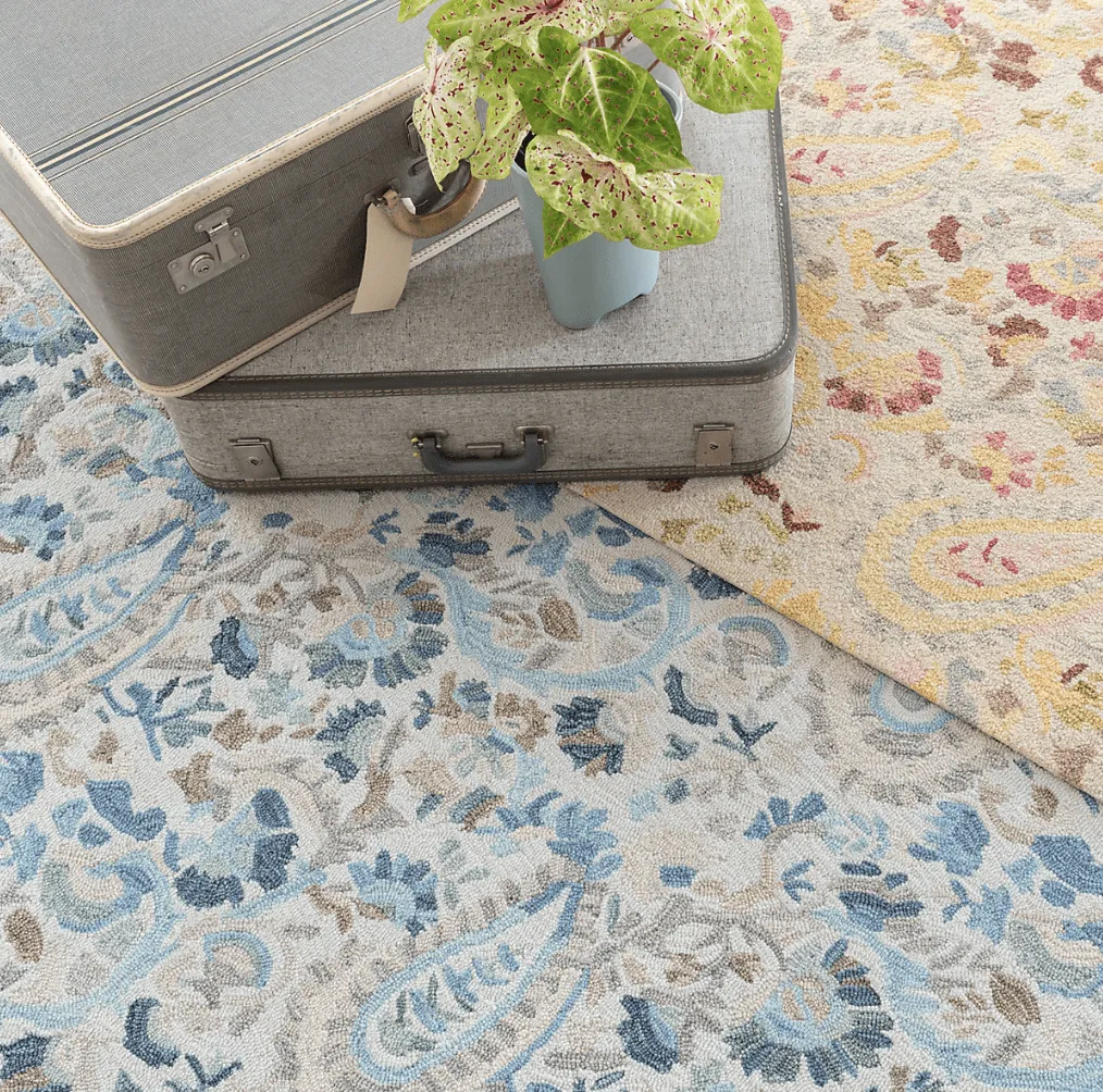 Ines Blue Hand Micro Hooked Wool Rug