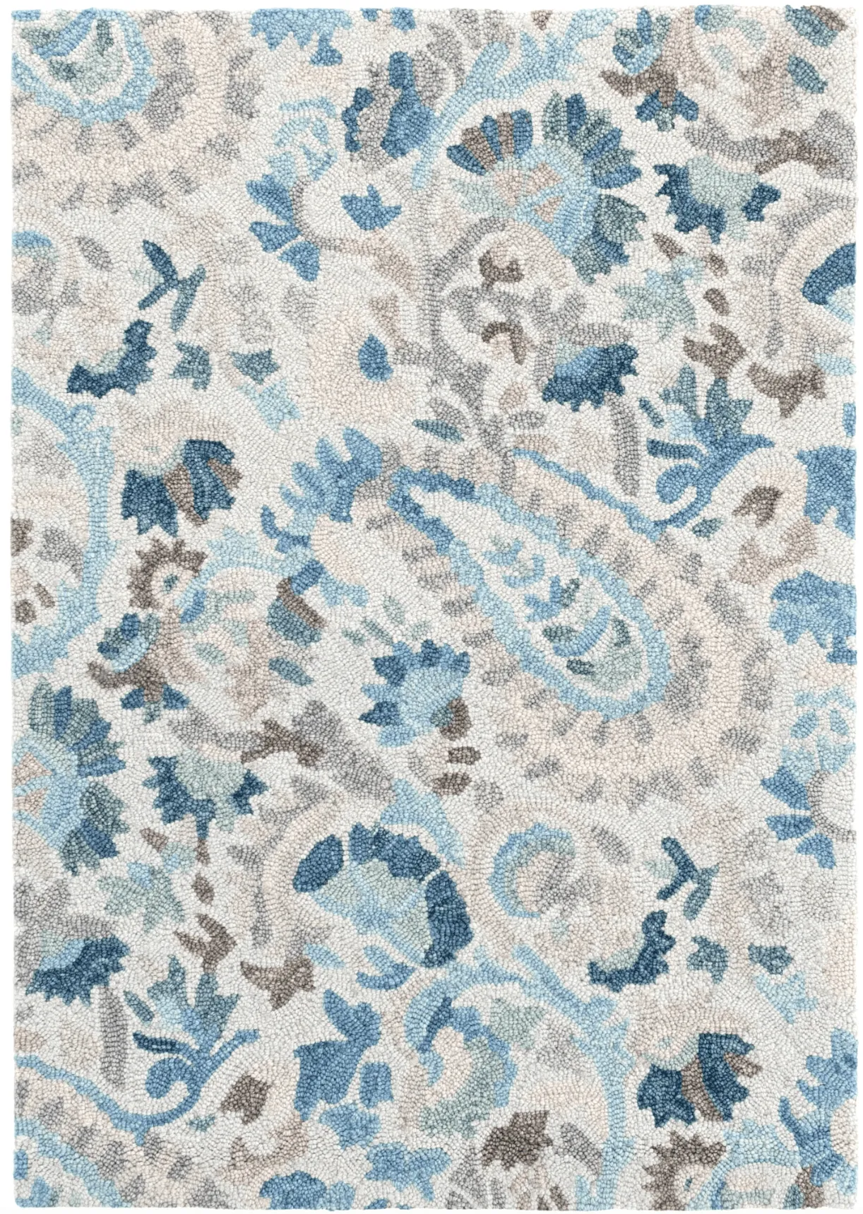 Ines Blue Hand Micro Hooked Wool Rug