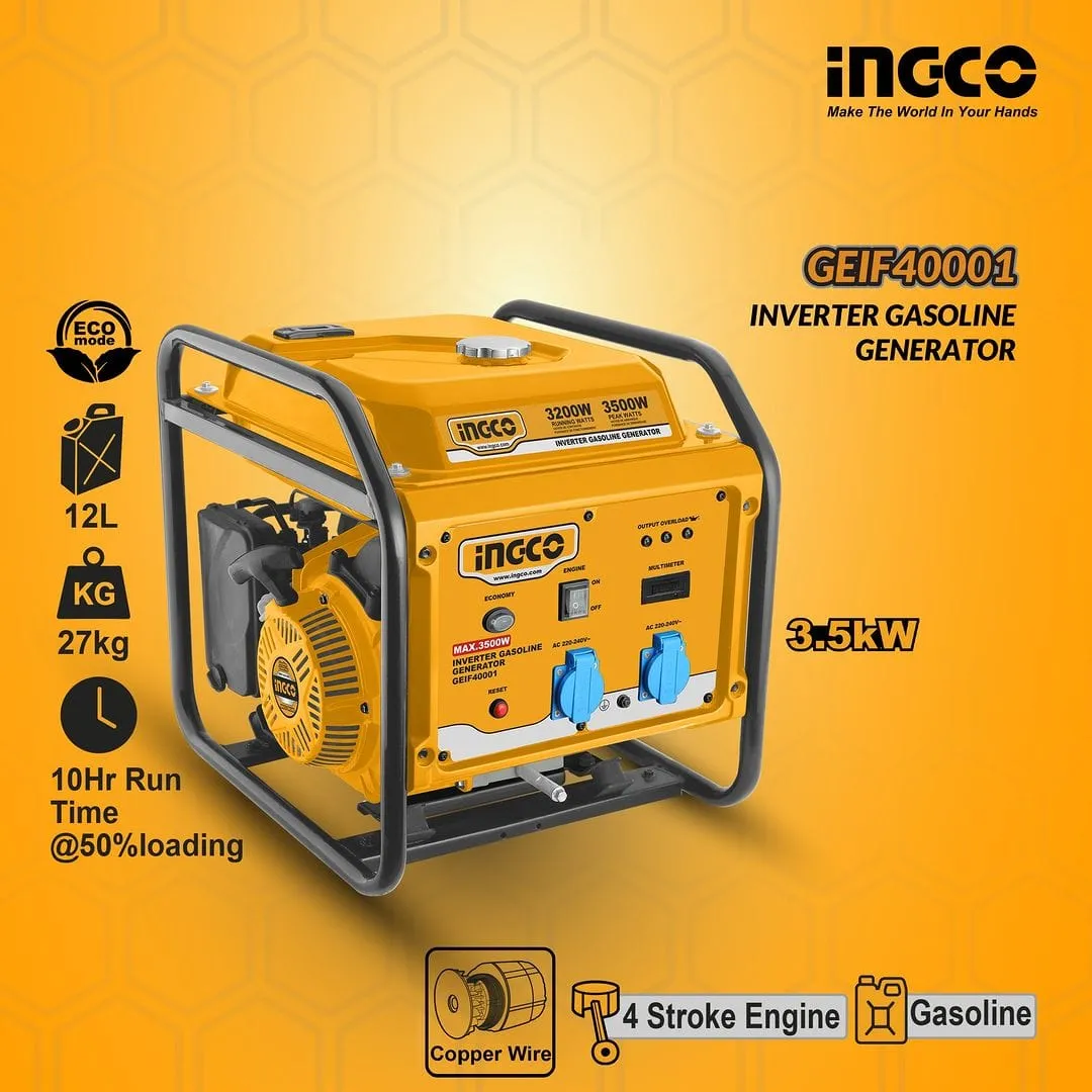 Ingco 3.5KW Inverter Gasoline Generator with ECO Mode – GEIF40001