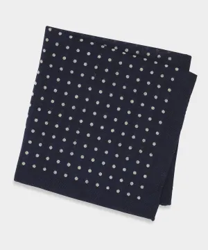 Italian Polka Dot Pocket Square in Navy