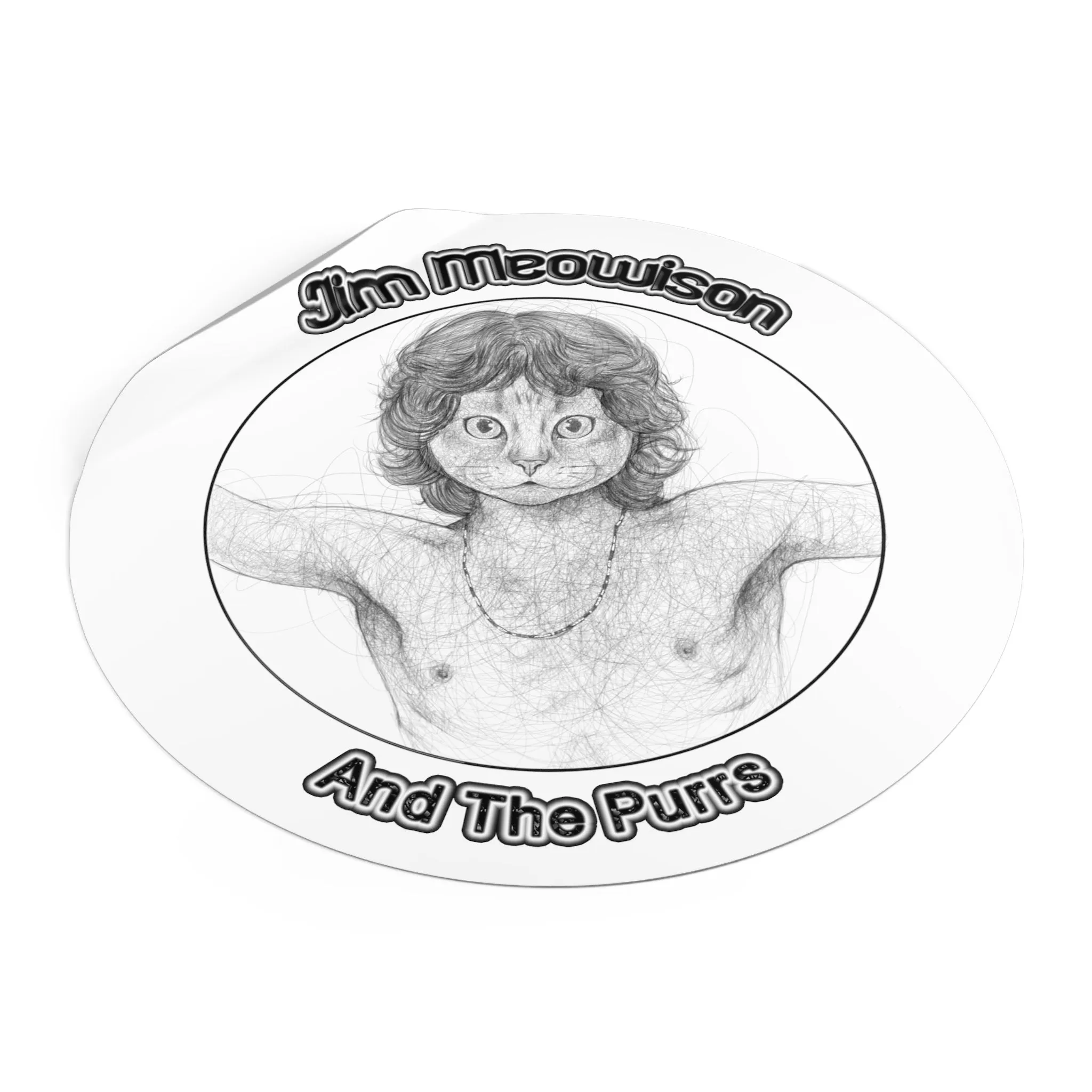 Jim Meowison Round Vinyl Sticker