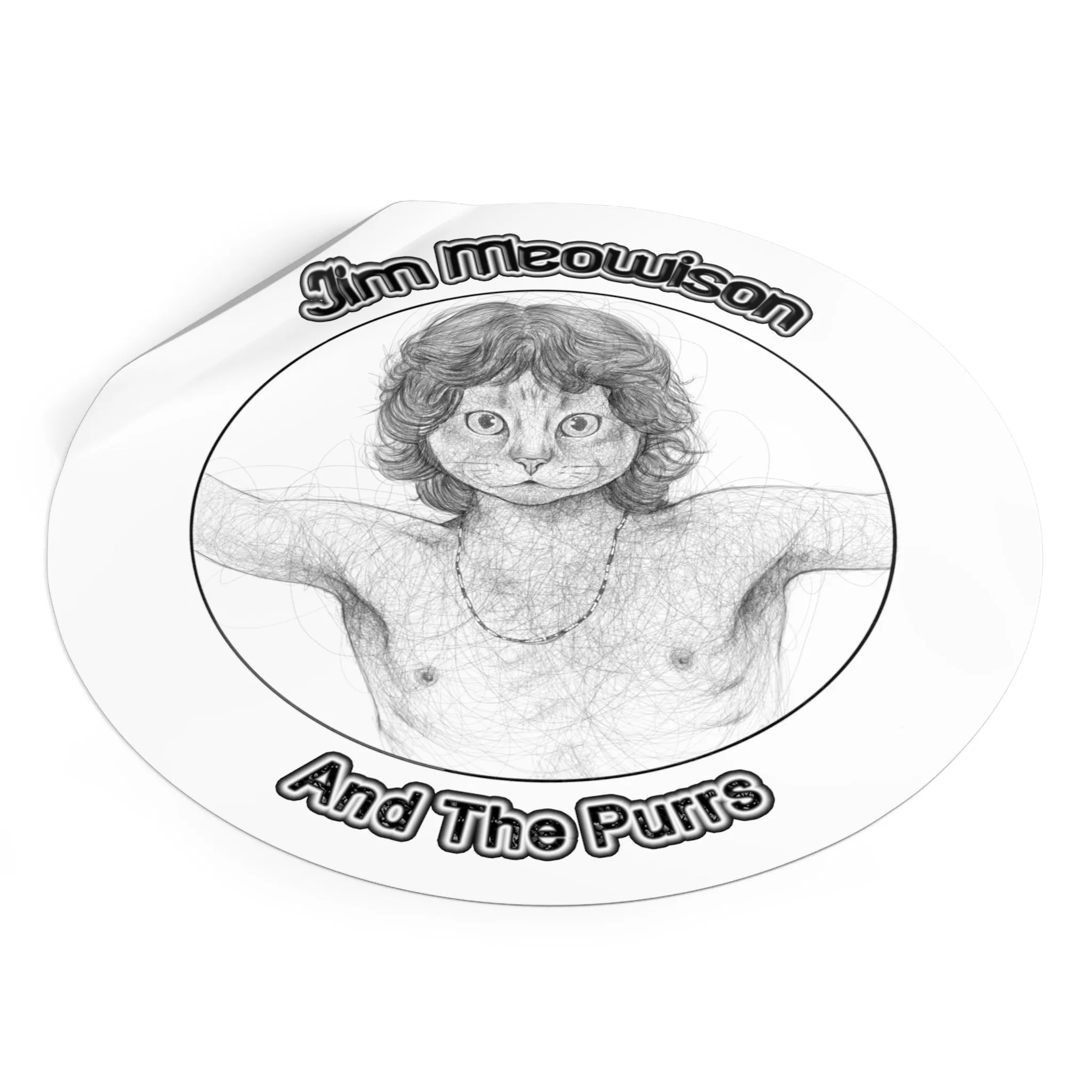 Jim Meowison Round Vinyl Sticker