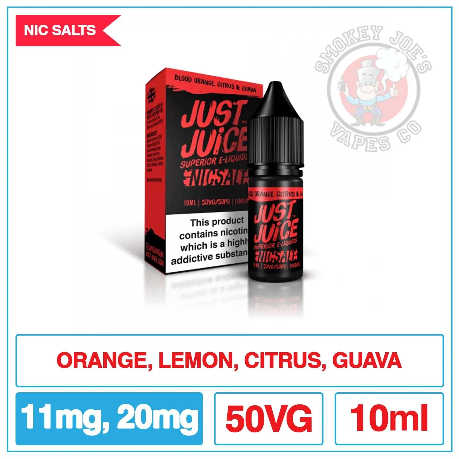 Just Juice Nic Salt - Blood Orange Citrus And Guava