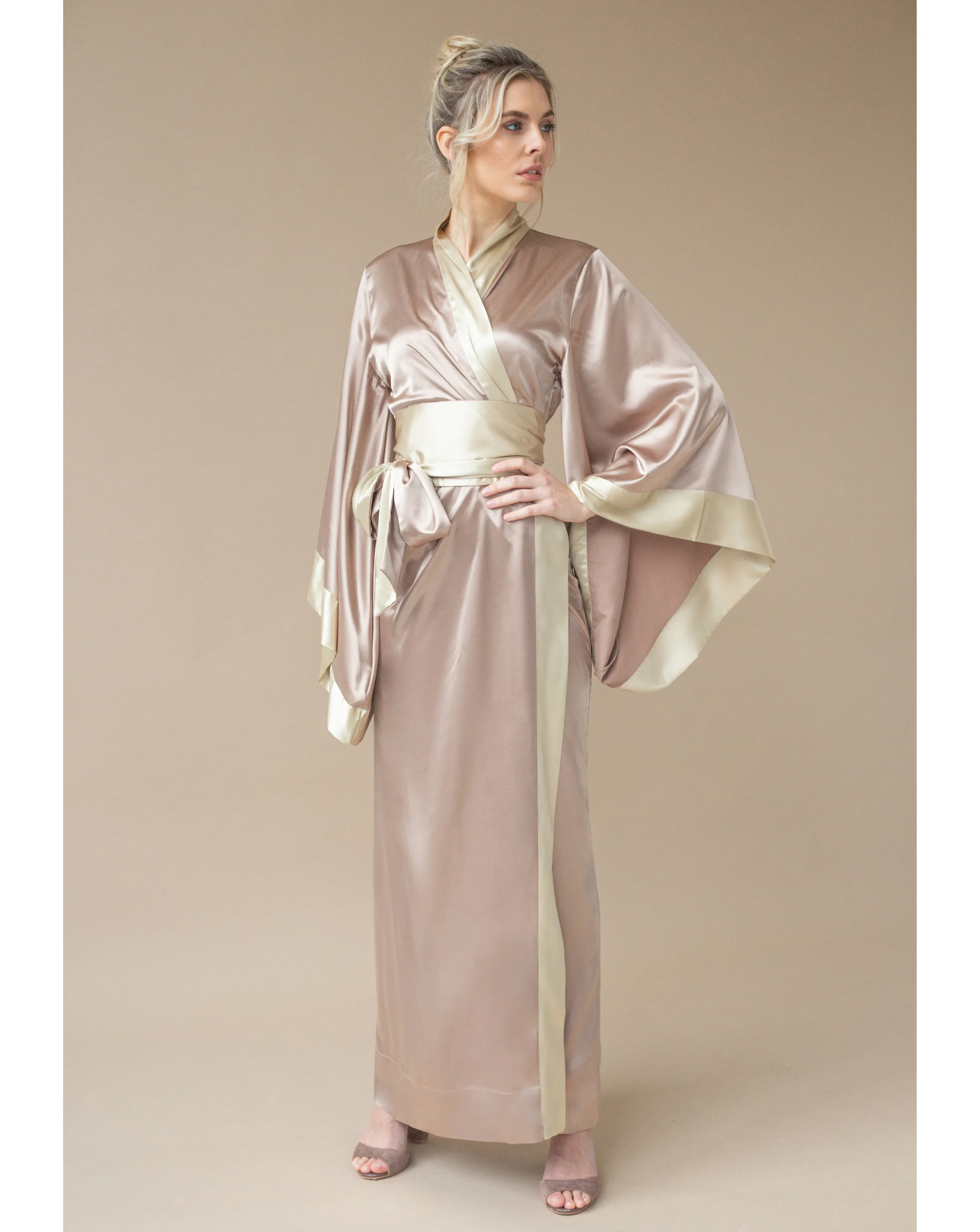 Kami Long Satin Kimono Robe