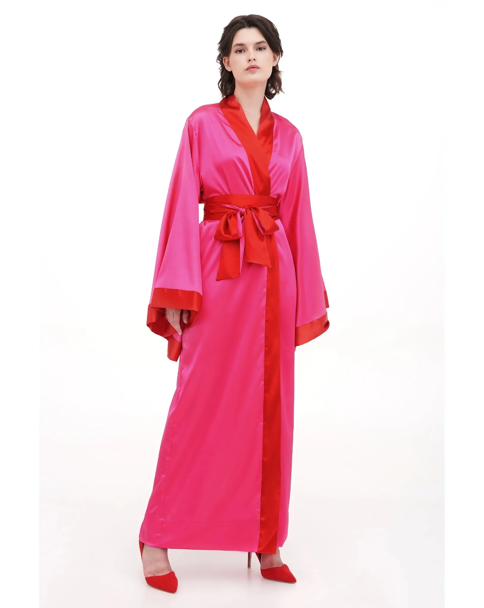Kami Long Satin Kimono Robe