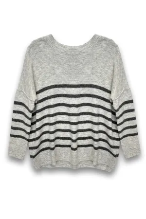 KATIEJ NYC- TWEEN NELLIE STRIPED SWEATER (grey stripe)