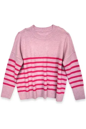 KATIEJ NYC- TWEEN NELLIE STRIPED SWEATER (pink stripe)