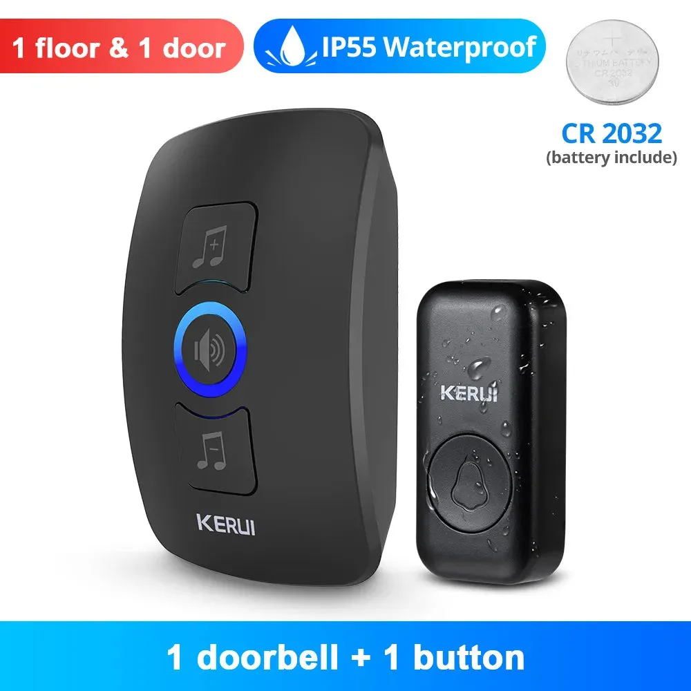 KERUI Ring Doorbell Battery Waterproof Door Bell 500ft Remote Cordless 32 Chimes 433MHZ Outdoor