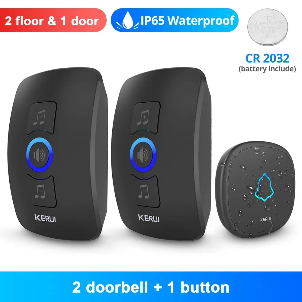 KERUI Ring Doorbell Battery Waterproof Door Bell 500ft Remote Cordless 32 Chimes 433MHZ Outdoor
