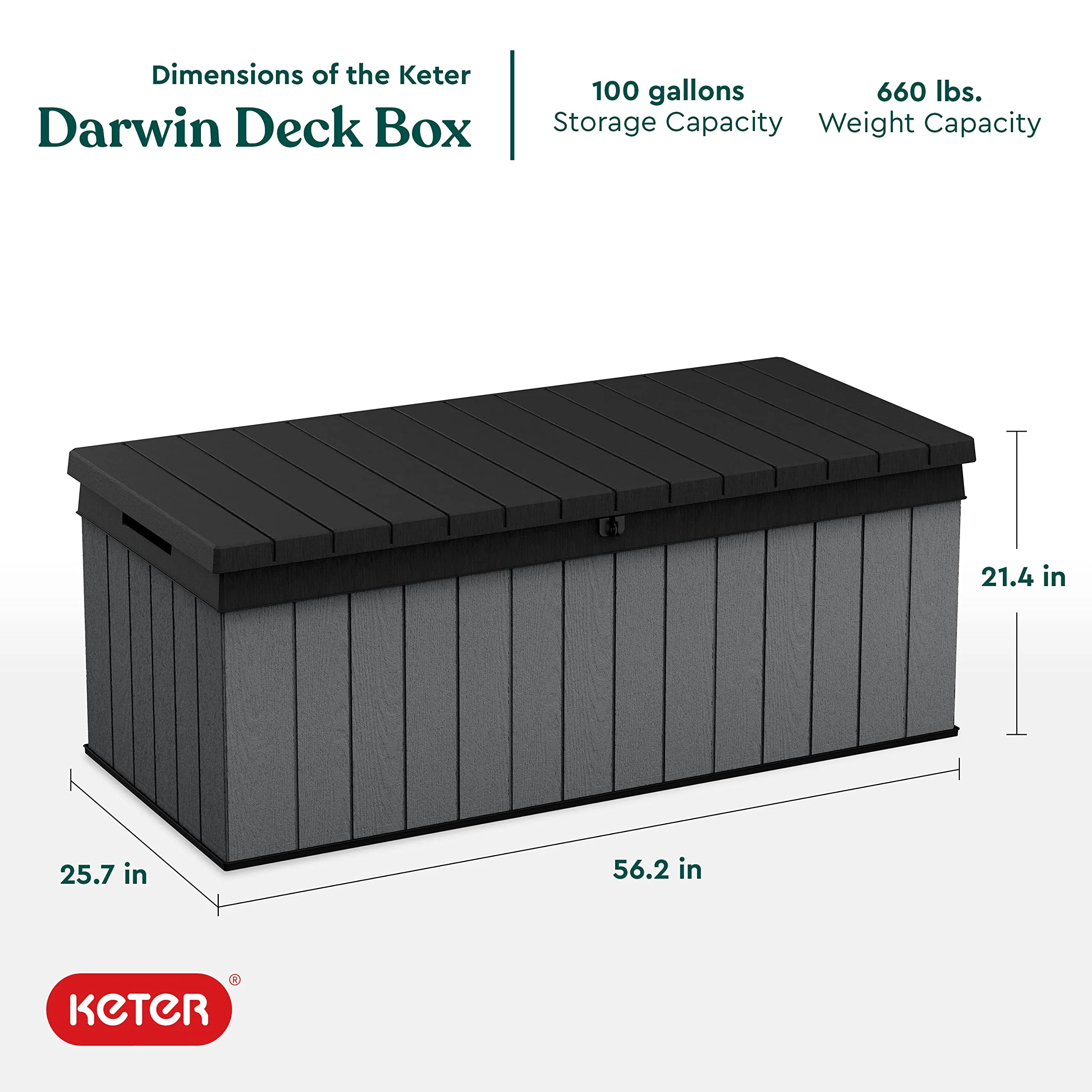 Keter Darwin 100 Gallon Resin Deck Box - Organization