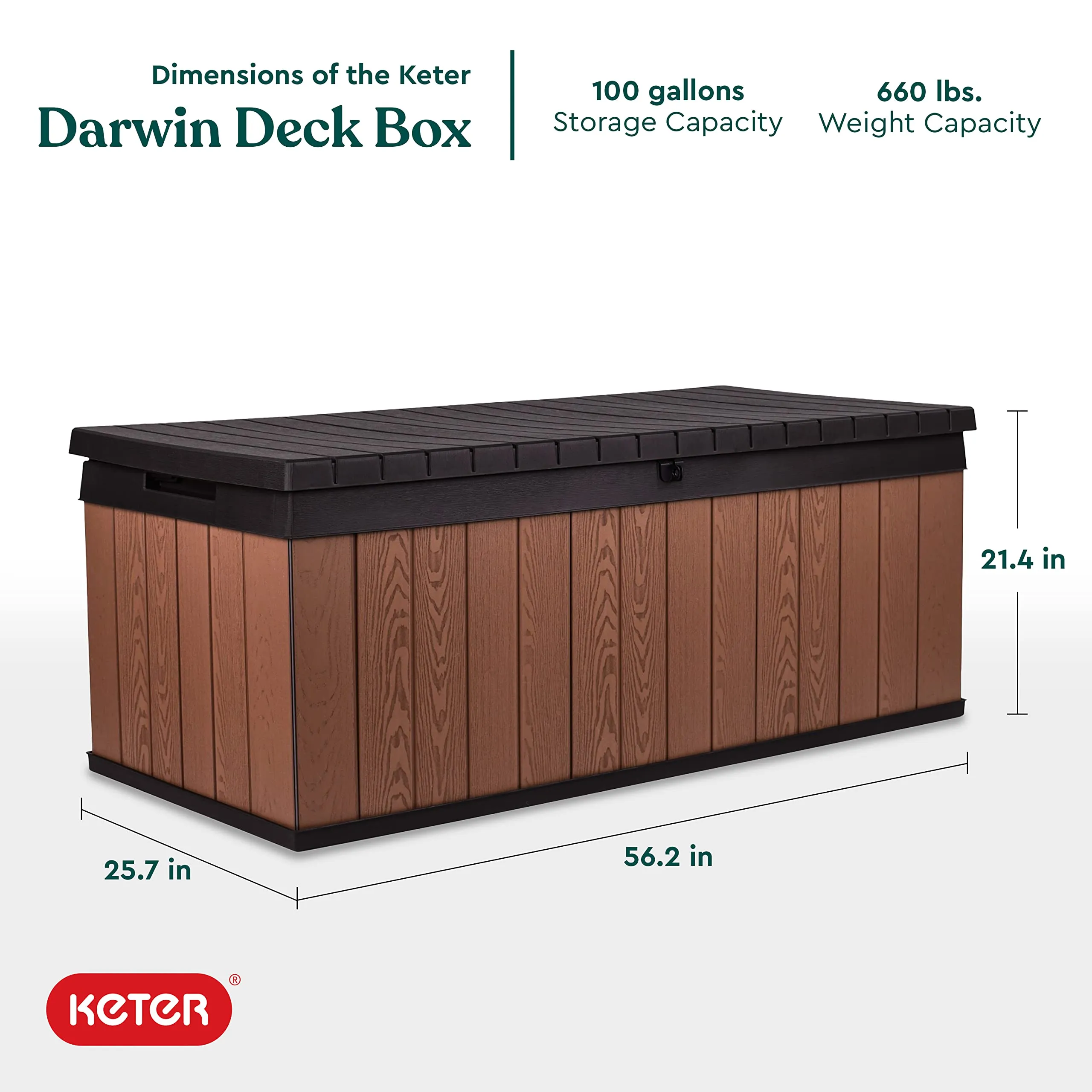Keter Darwin 100 Gallon Resin Deck Box - Organization