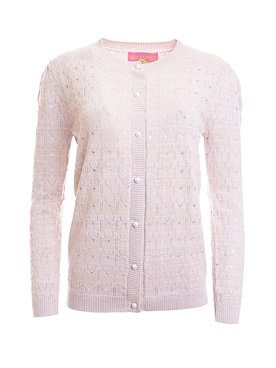 Lace Knit Cashmere Pink Cardigan